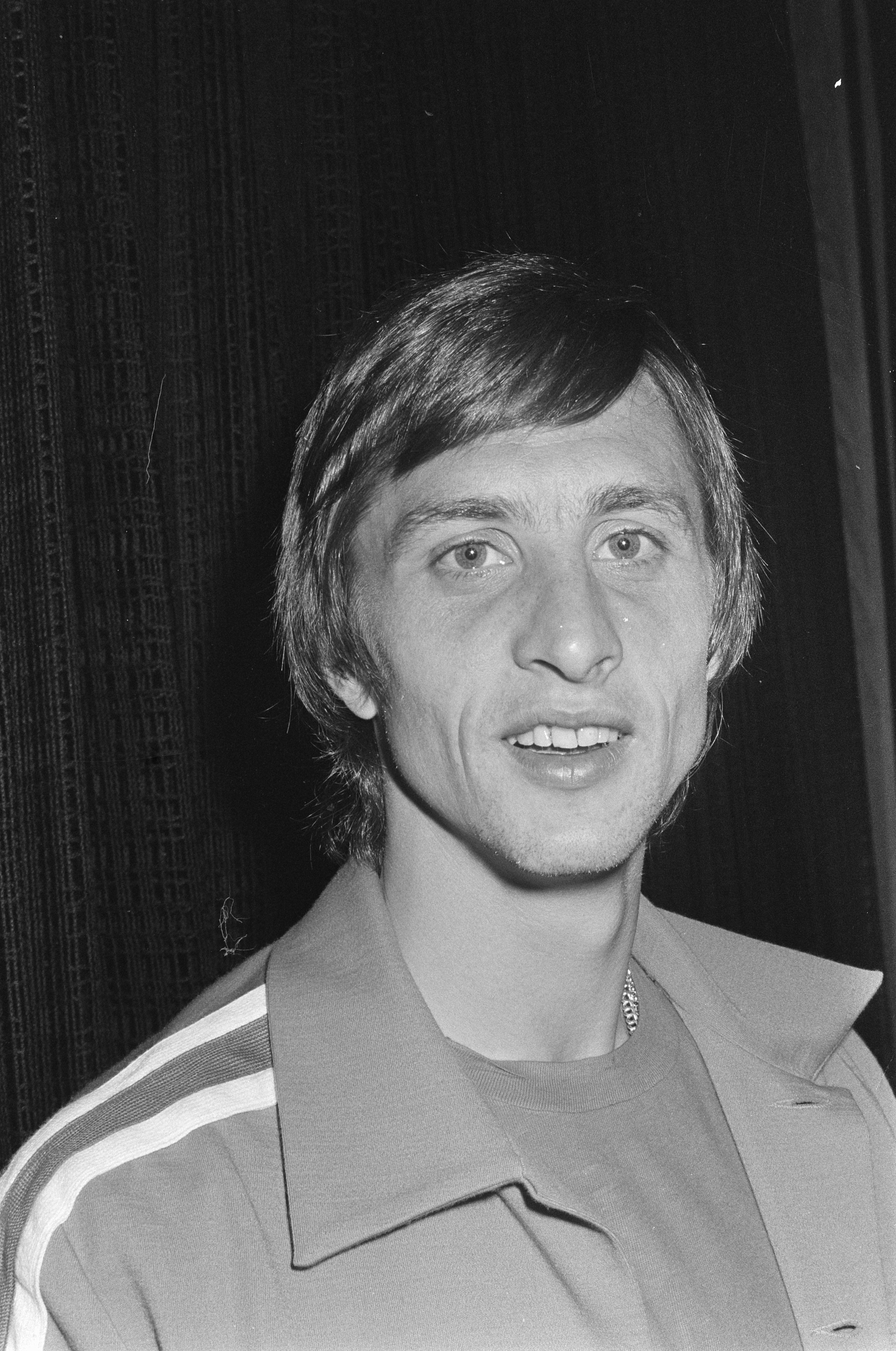 Johan Cruijff bij de selectie van het Nederlands elftal voor het WK 1974 in Zeist